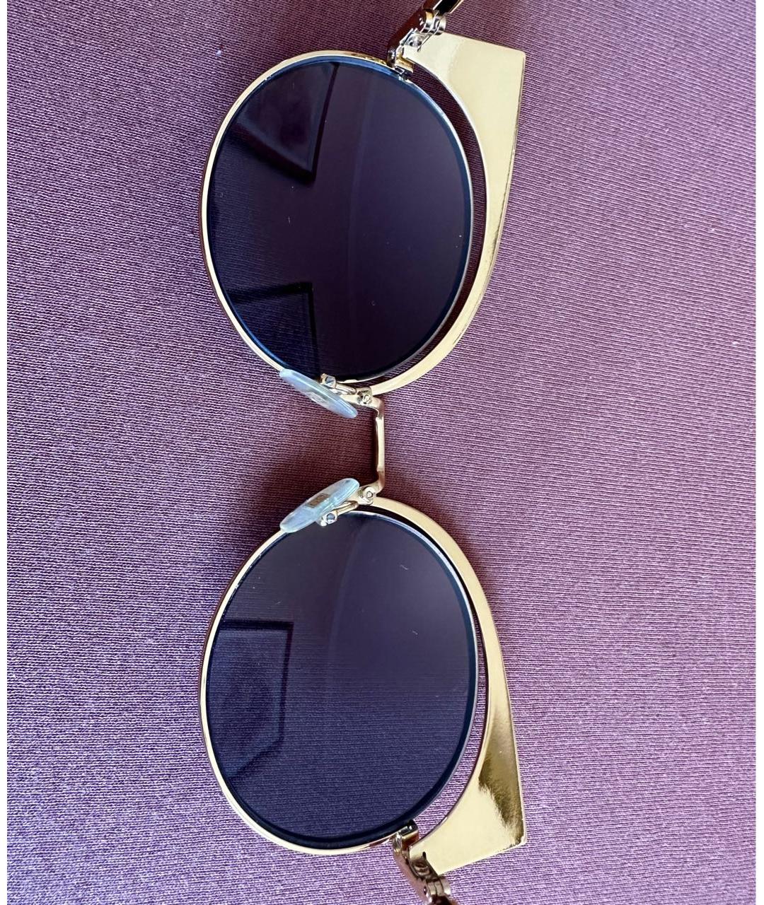 FENDI Золотые металлические солнцезащитные очки, фото 3