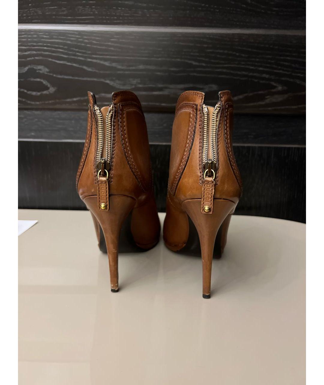 GUCCI Коричневые кожаные ботильоны, фото 4