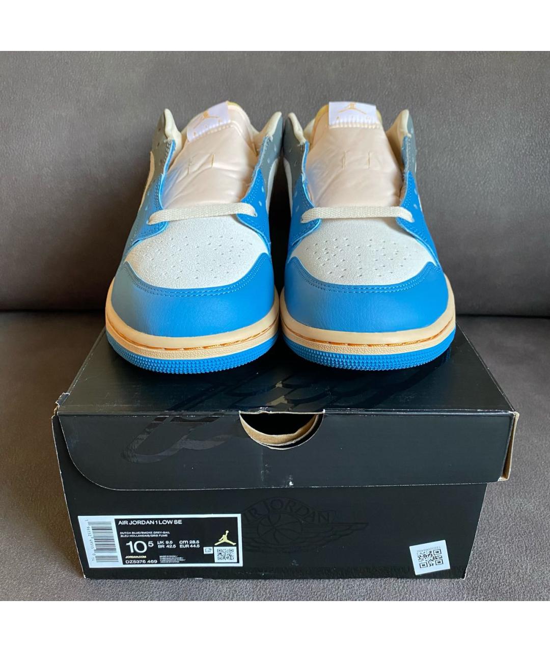 JORDAN Голубые кожаные низкие кроссовки / кеды, фото 2