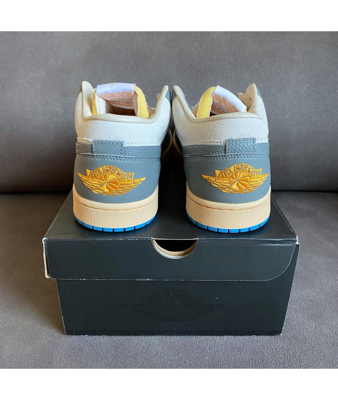 JORDAN Голубые кожаные низкие кроссовки / кеды, фото 3