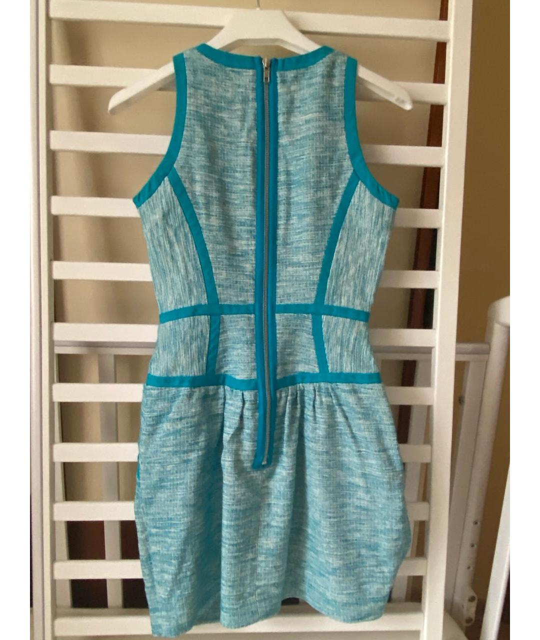 MILLY Голубое вискозное коктейльное платье, фото 2