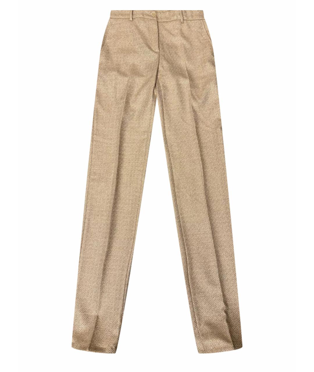 LORO PIANA Бежевые кашемировые прямые брюки, фото 1