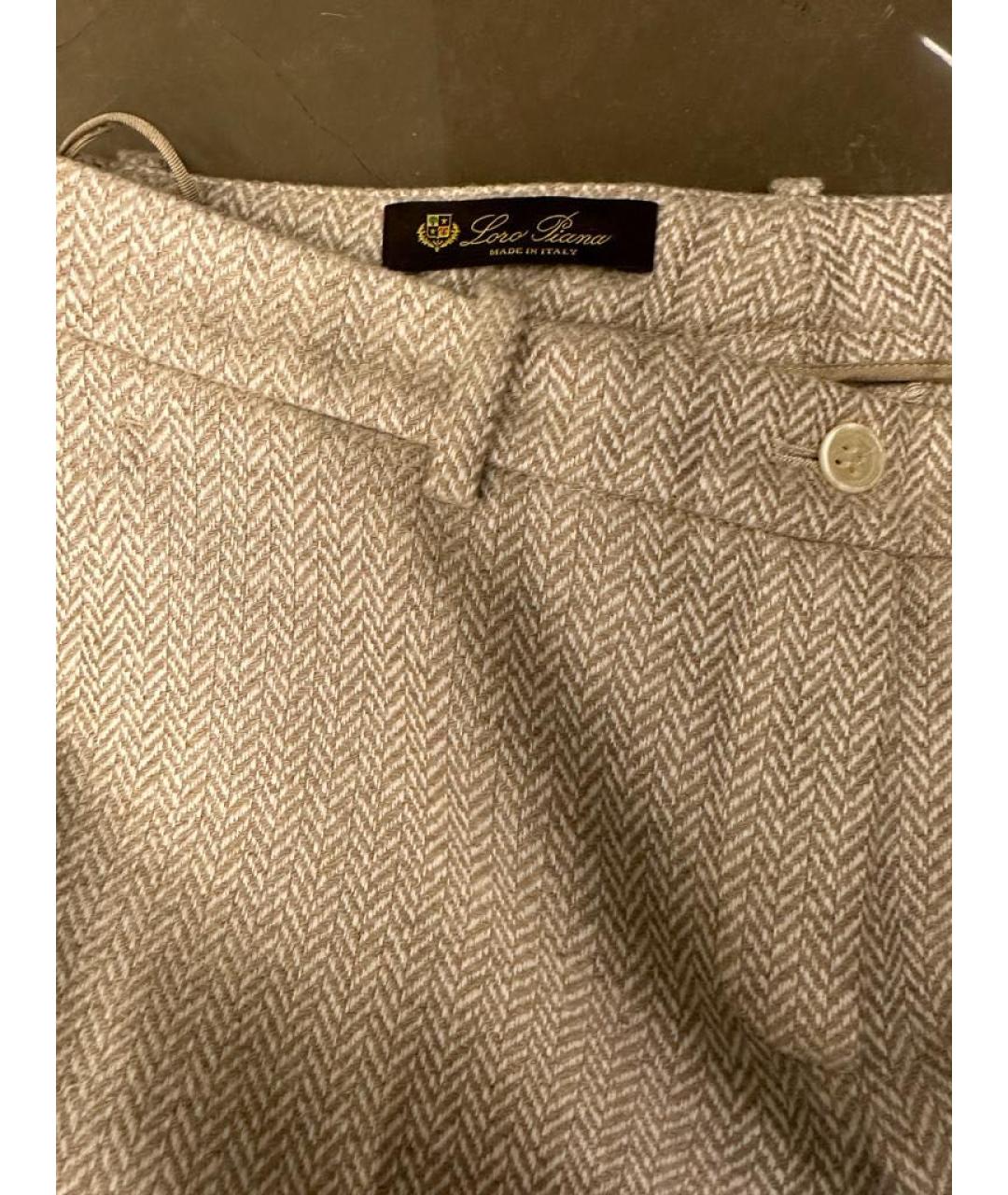 LORO PIANA Бежевые кашемировые прямые брюки, фото 3