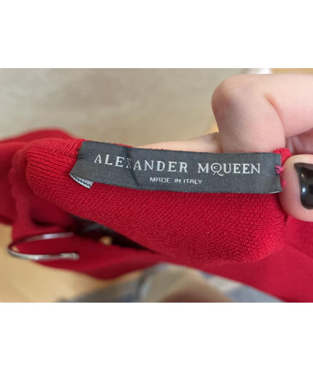 ALEXANDER MCQUEEN Красная вискозная футболка, фото 4