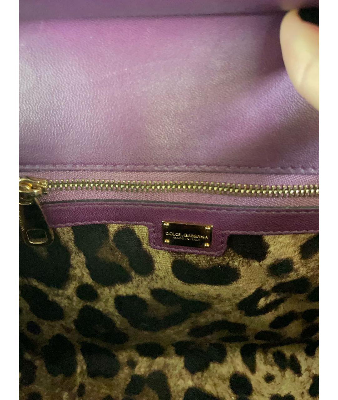DOLCE&GABBANA Фиолетовая сумка с короткими ручками из лакированной кожи, фото 4