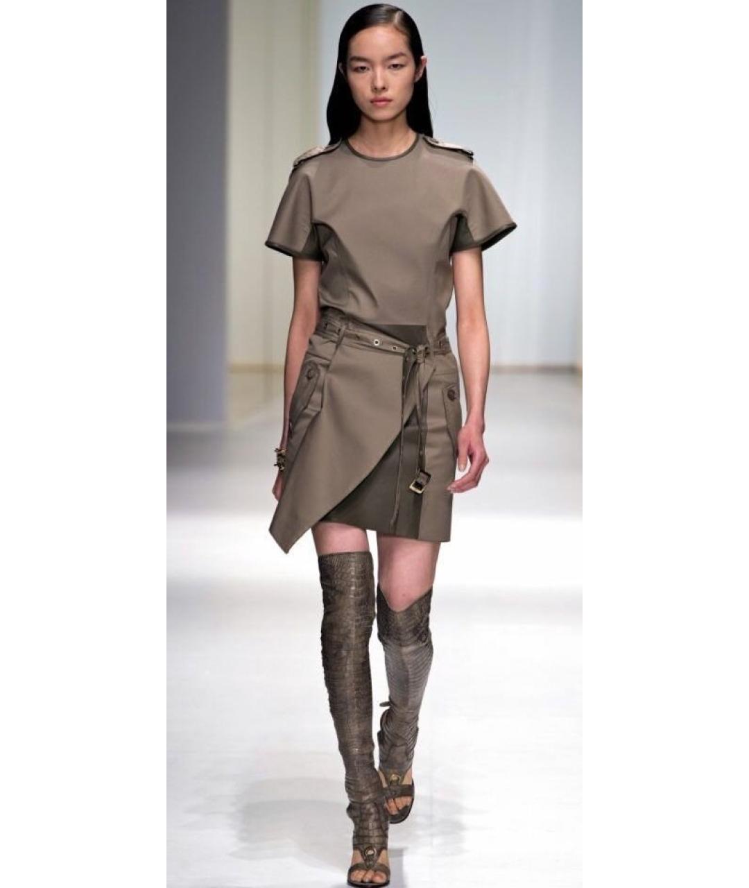 FERRAGAMO Коричневое хлопко-эластановое повседневное платье, фото 2