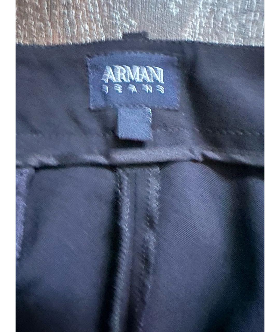 ARMANI JEANS Темно-синие шерстяные прямые брюки, фото 4