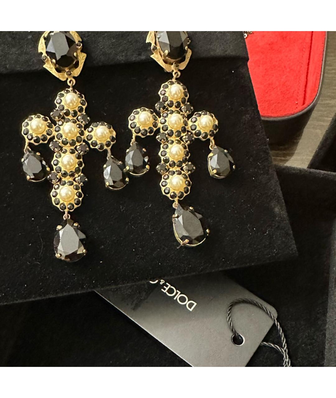 DOLCE&GABBANA Черные металлические серьги, фото 4