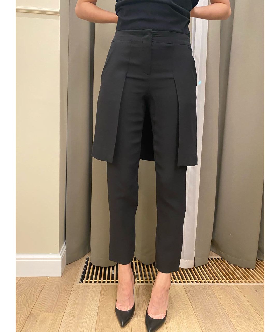 FENDI Черные шелковые прямые брюки, фото 4