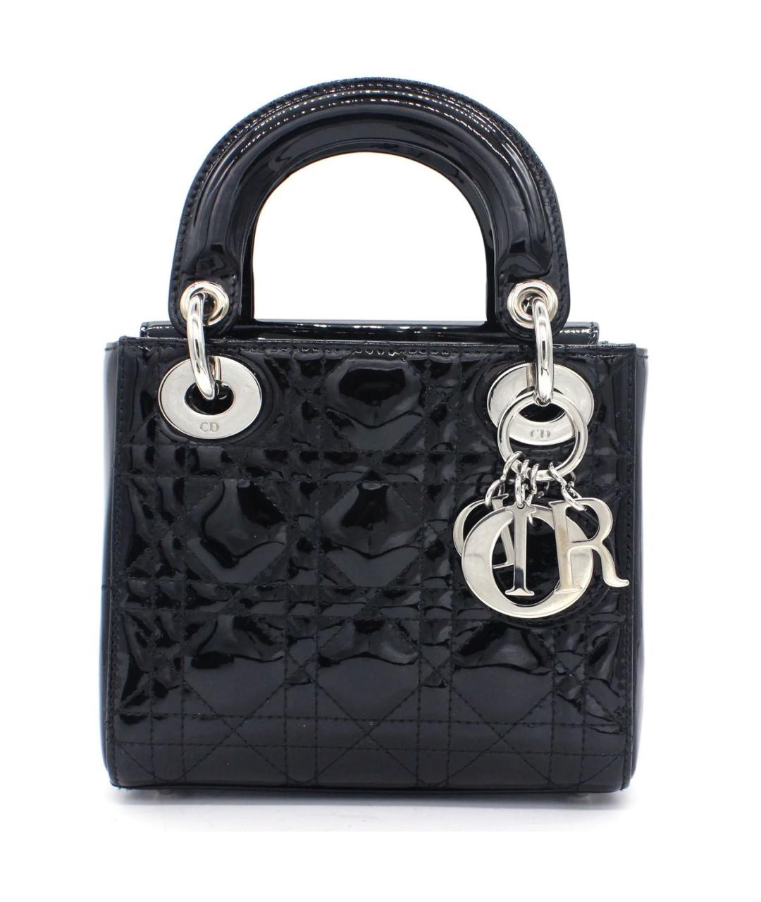CHRISTIAN DIOR Черная сумка с короткими ручками из лакированной кожи, фото 5