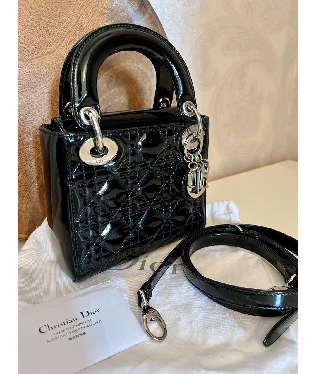 CHRISTIAN DIOR Черная сумка с короткими ручками из лакированной кожи, фото 2