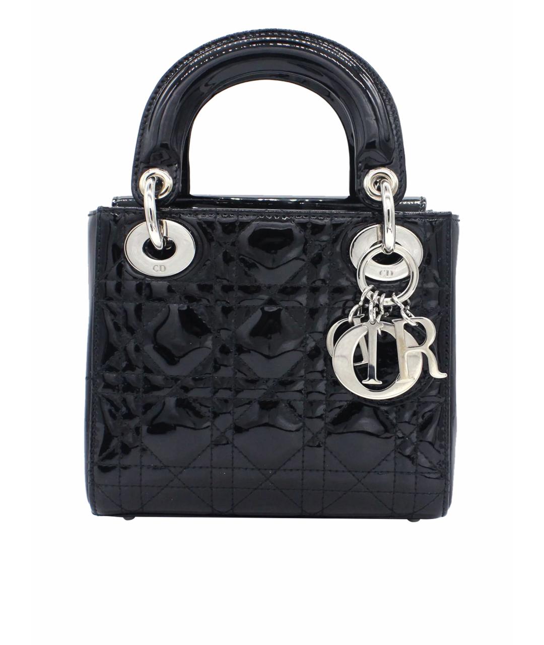 CHRISTIAN DIOR Черная сумка с короткими ручками из лакированной кожи, фото 1