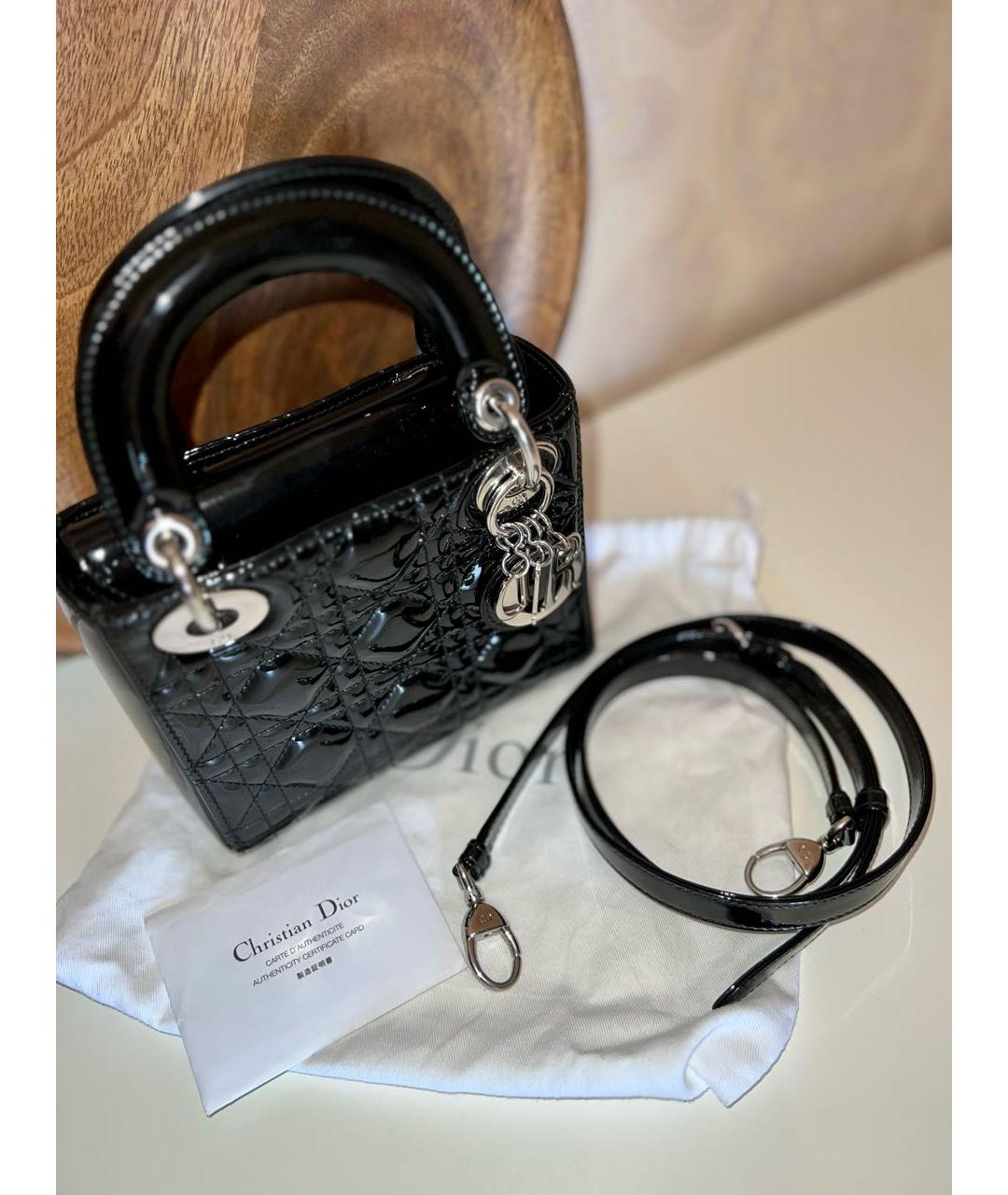 CHRISTIAN DIOR Черная сумка с короткими ручками из лакированной кожи, фото 4