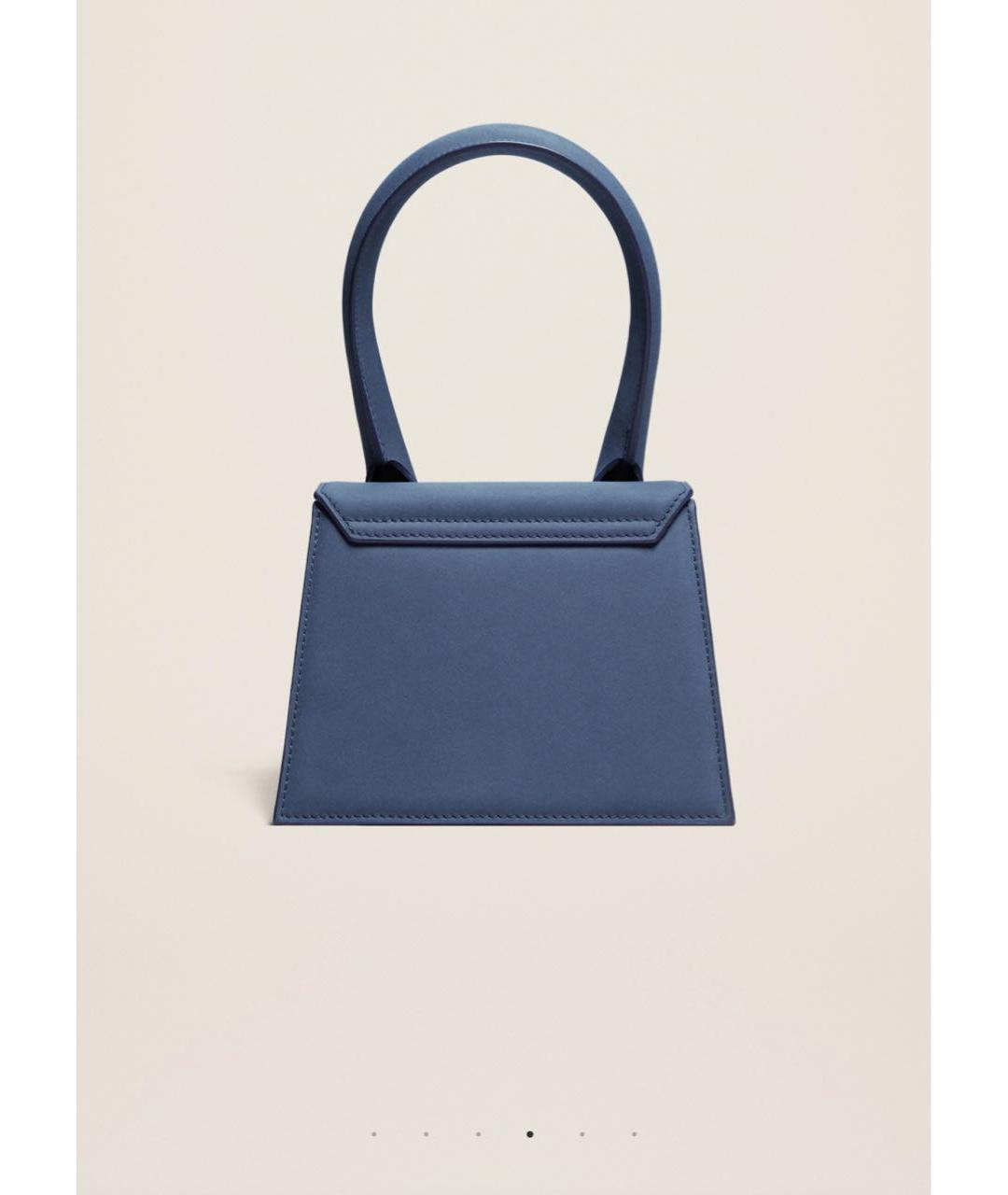 JACQUEMUS Темно-синяя кожаная сумка с короткими ручками, фото 3