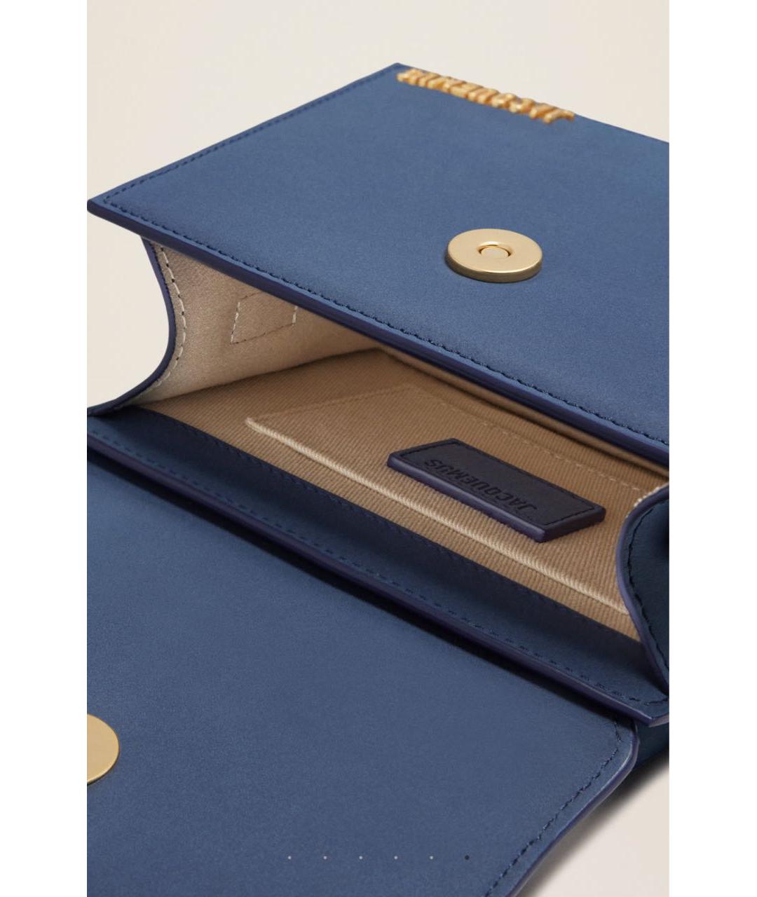 JACQUEMUS Темно-синяя кожаная сумка с короткими ручками, фото 4