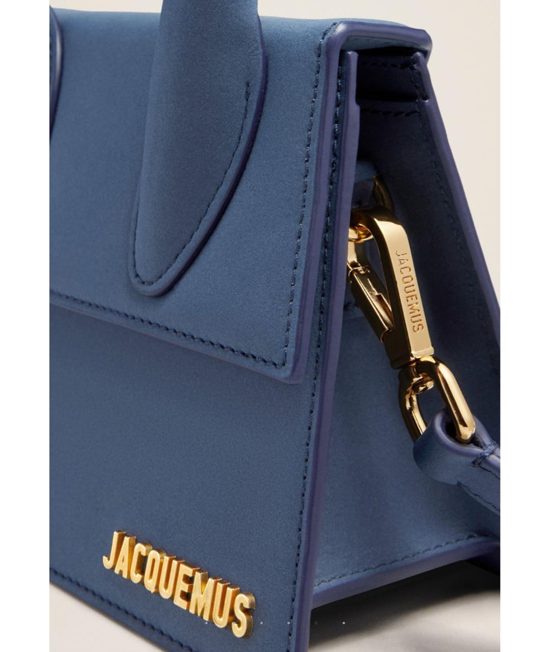 JACQUEMUS Темно-синяя кожаная сумка с короткими ручками, фото 5