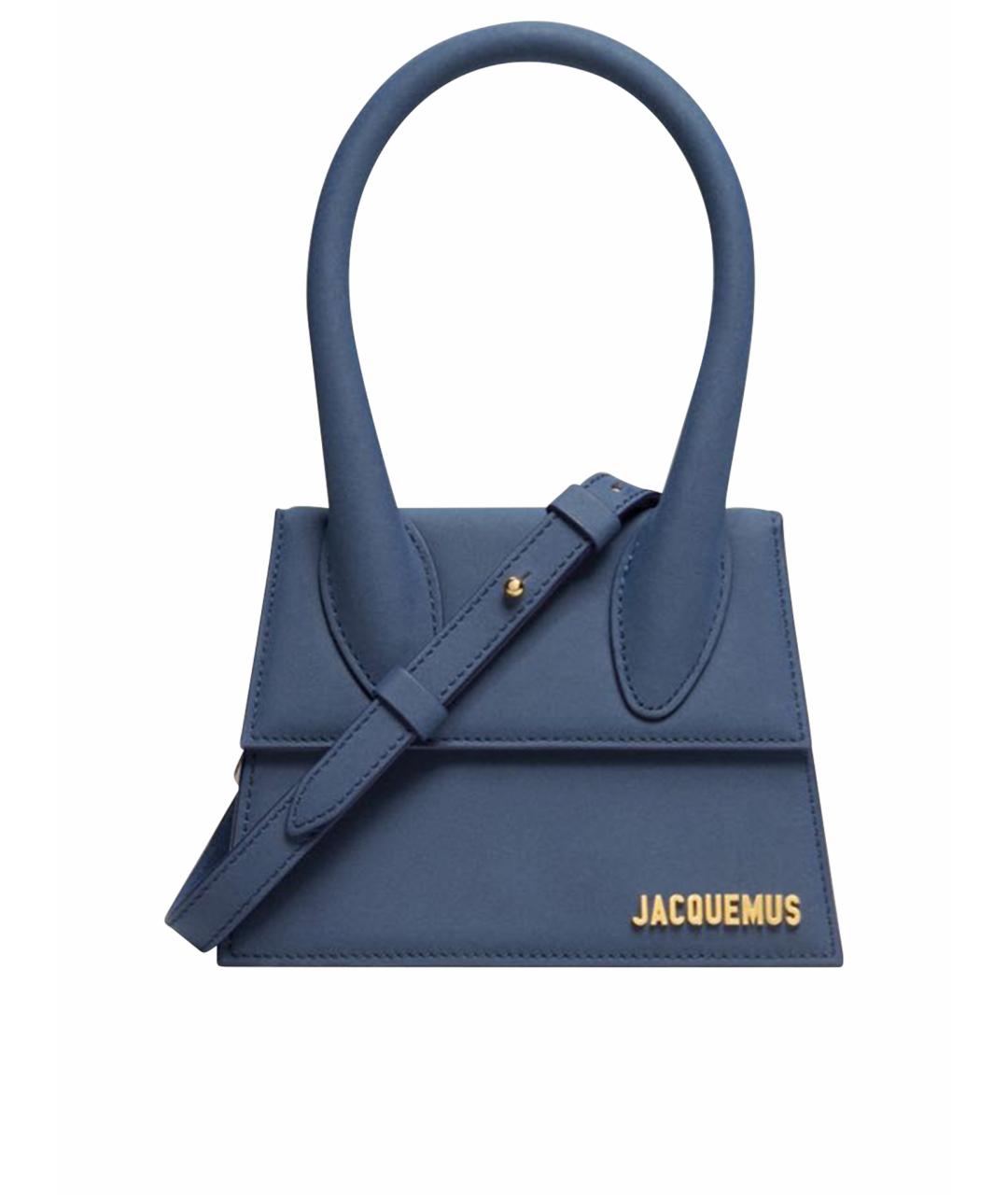 JACQUEMUS Темно-синяя кожаная сумка с короткими ручками, фото 1