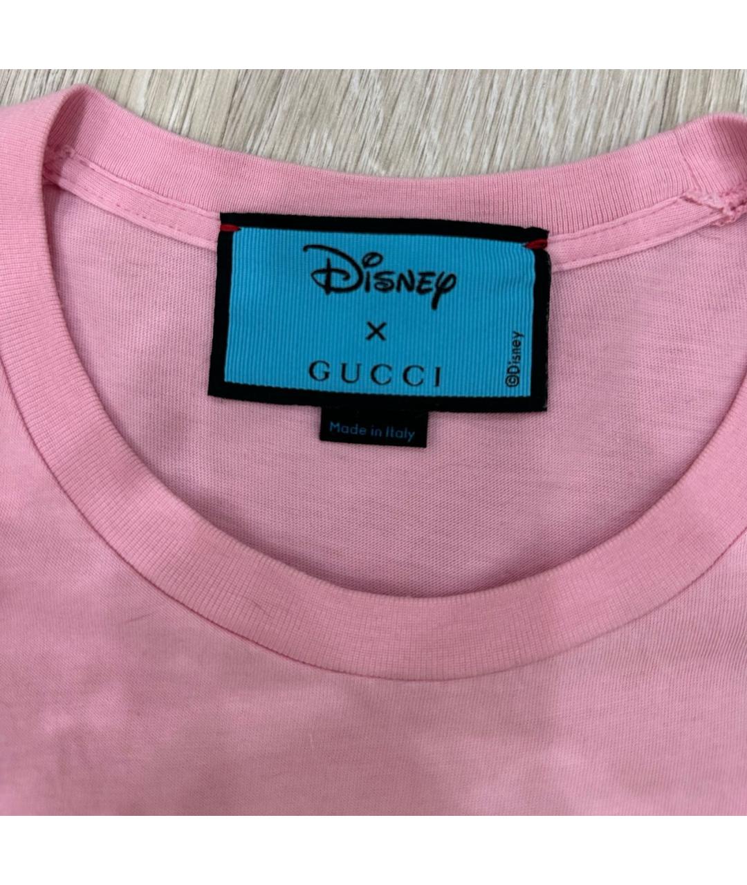GUCCI Розовая хлопковая футболка, фото 3
