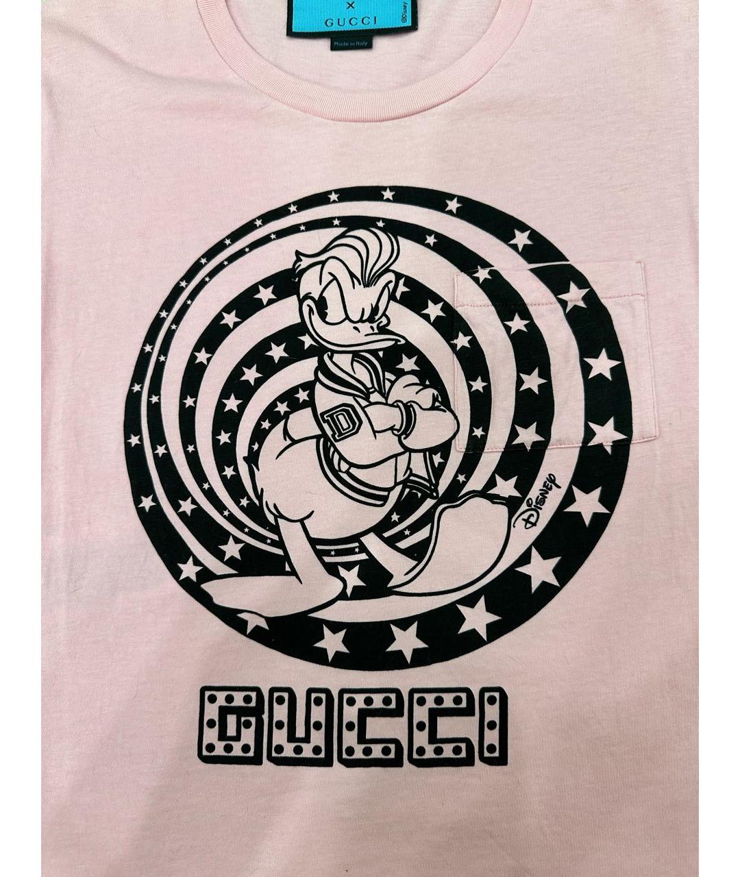 GUCCI Розовая хлопковая футболка, фото 4