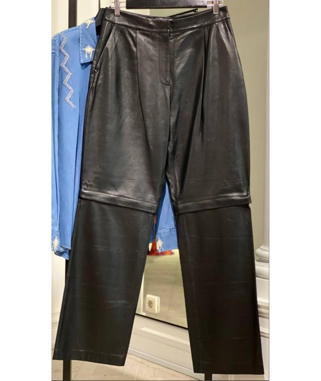 SPORTMAX Черные кожаные брюки широкие, фото 3