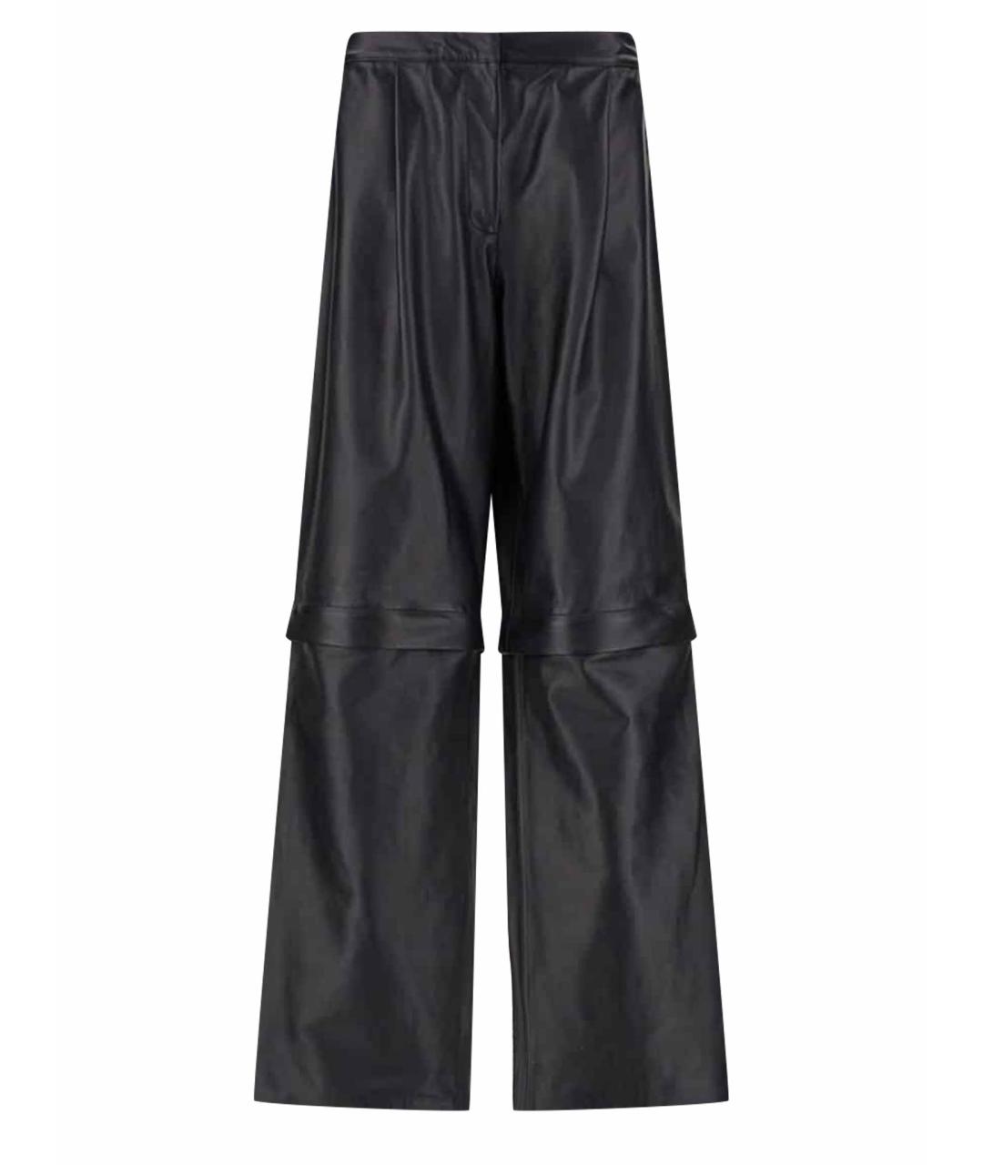 SPORTMAX Черные кожаные брюки широкие, фото 1
