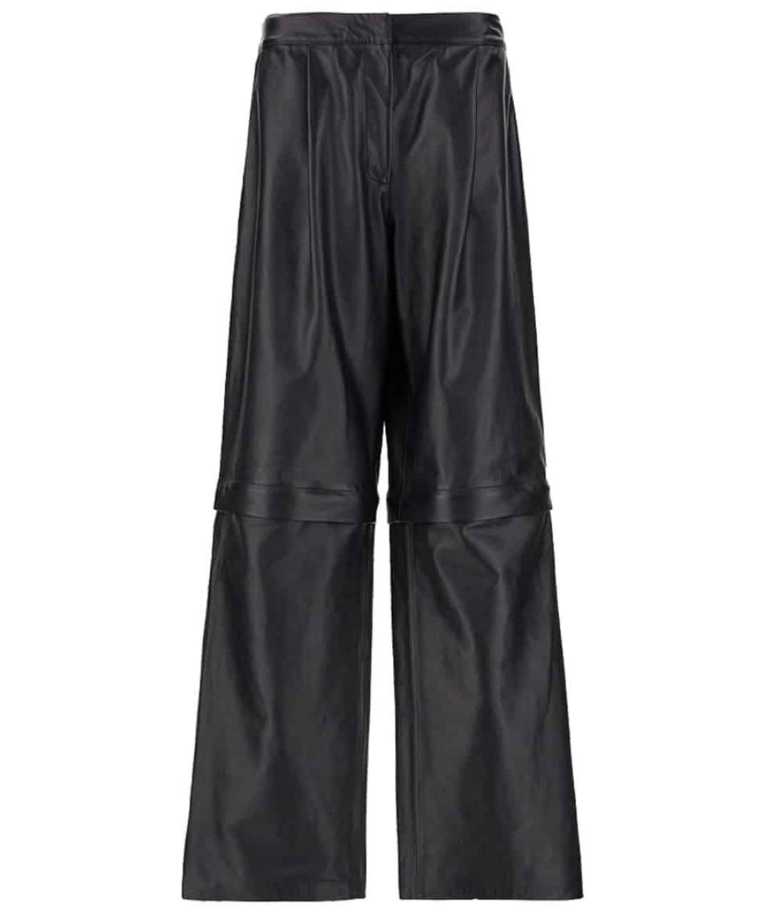 SPORTMAX Черные кожаные брюки широкие, фото 6