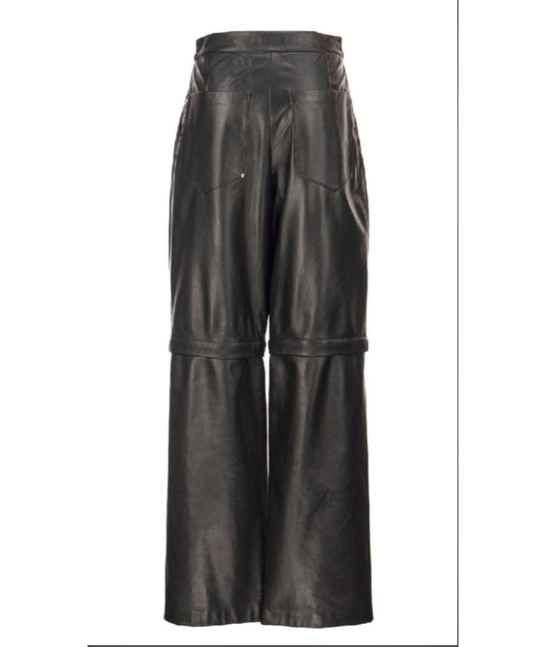 SPORTMAX Черные кожаные брюки широкие, фото 2