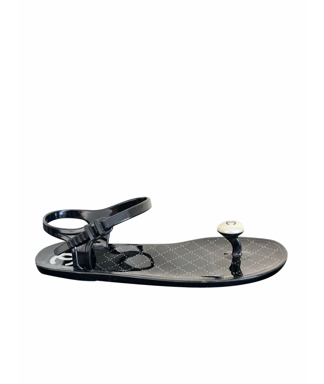 CHANEL PRE-OWNED Черные резиновые сандалии, фото 1