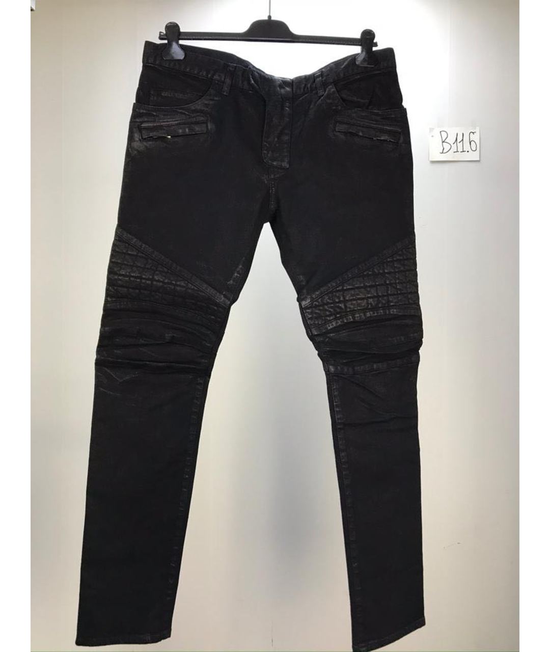BALMAIN Черные хлопковые прямые джинсы, фото 5