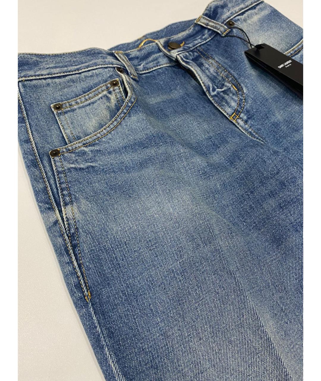 SAINT LAURENT Синие хлопковые джинсы клеш, фото 2
