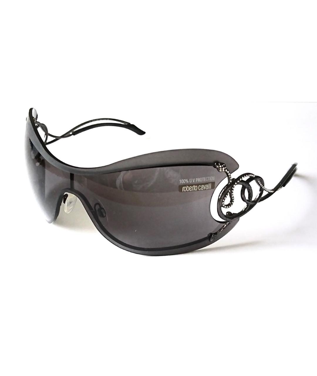 ROBERTO CAVALLI Антрацитовые металлические солнцезащитные очки, фото 4