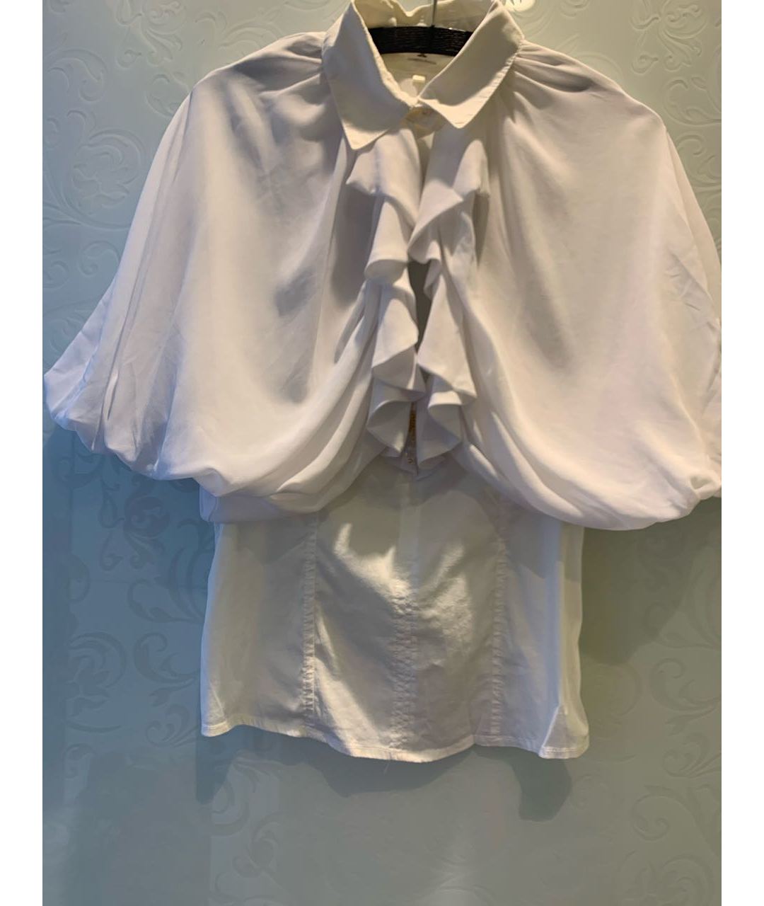 ELISABETTA FRANCHI Белая полиамидовая рубашка, фото 9