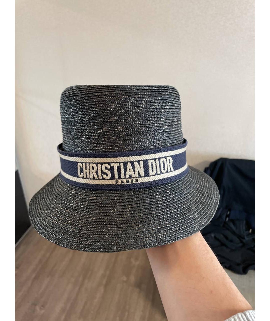 CHRISTIAN DIOR Темно-синяя соломенная шляпа, фото 9