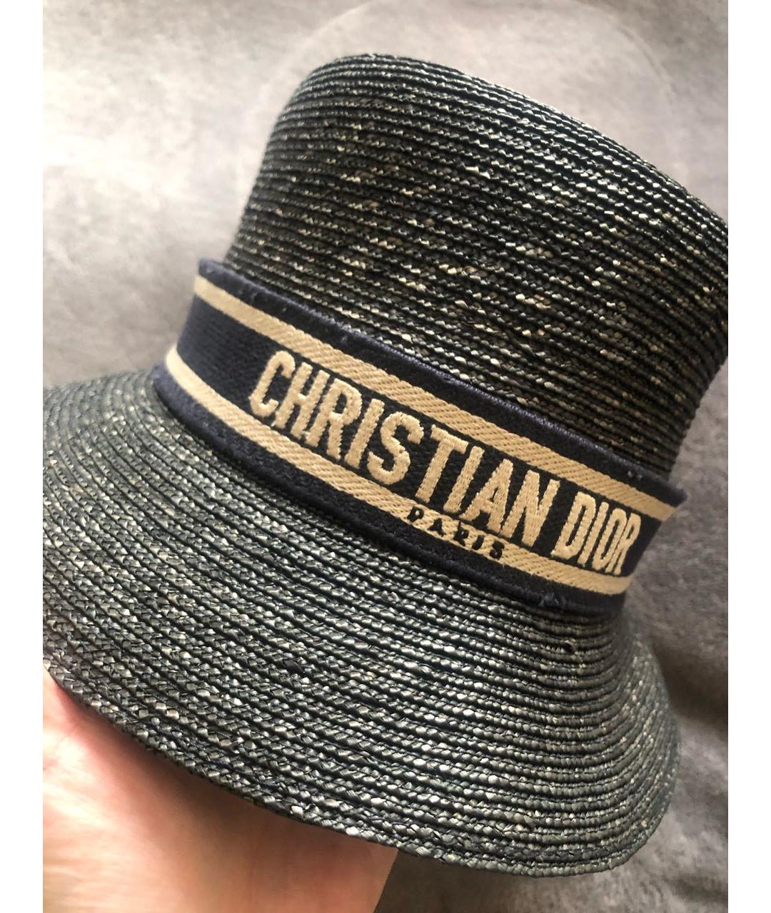 CHRISTIAN DIOR Темно-синяя соломенная шляпа, фото 8