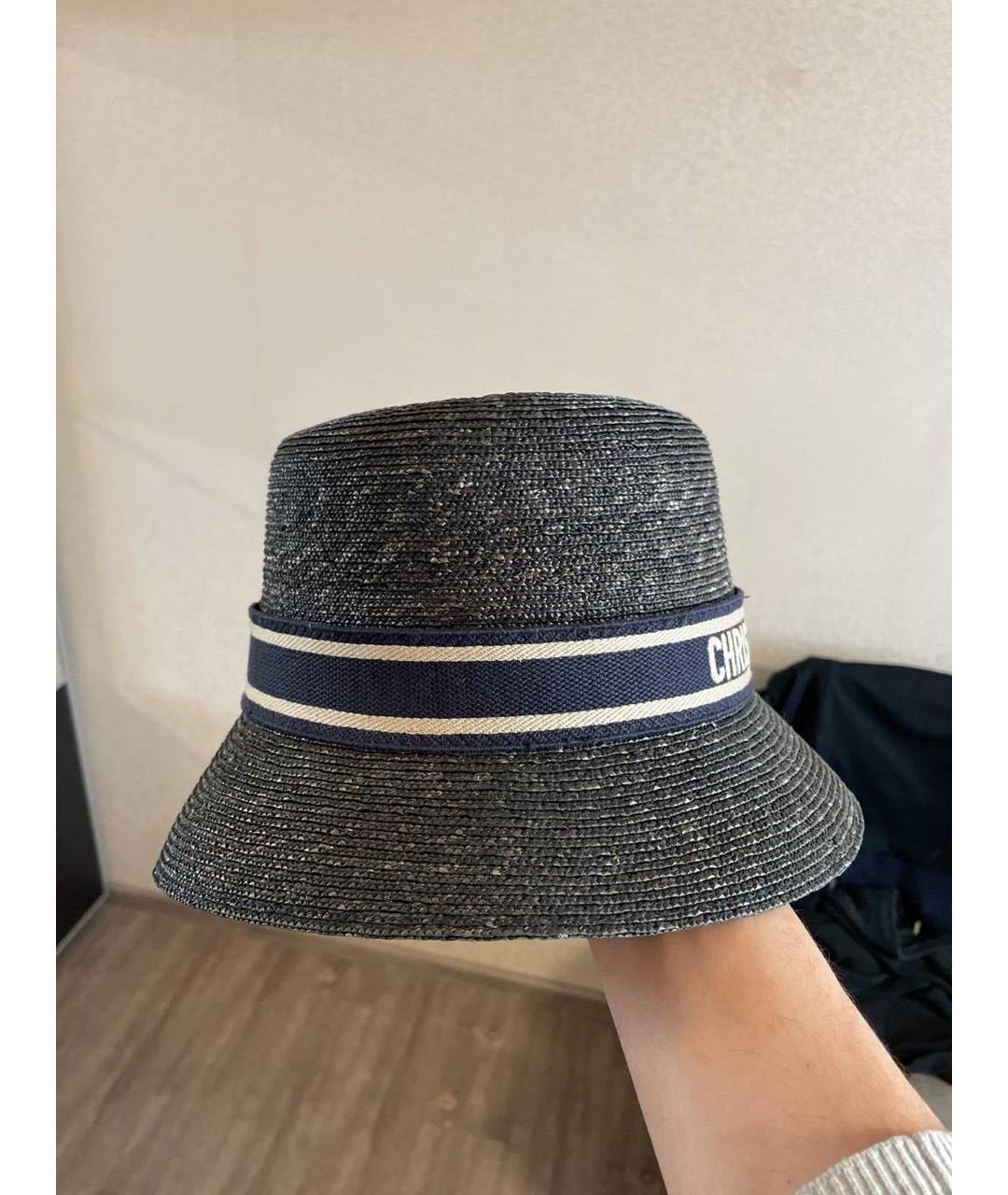 CHRISTIAN DIOR Темно-синяя соломенная шляпа, фото 2