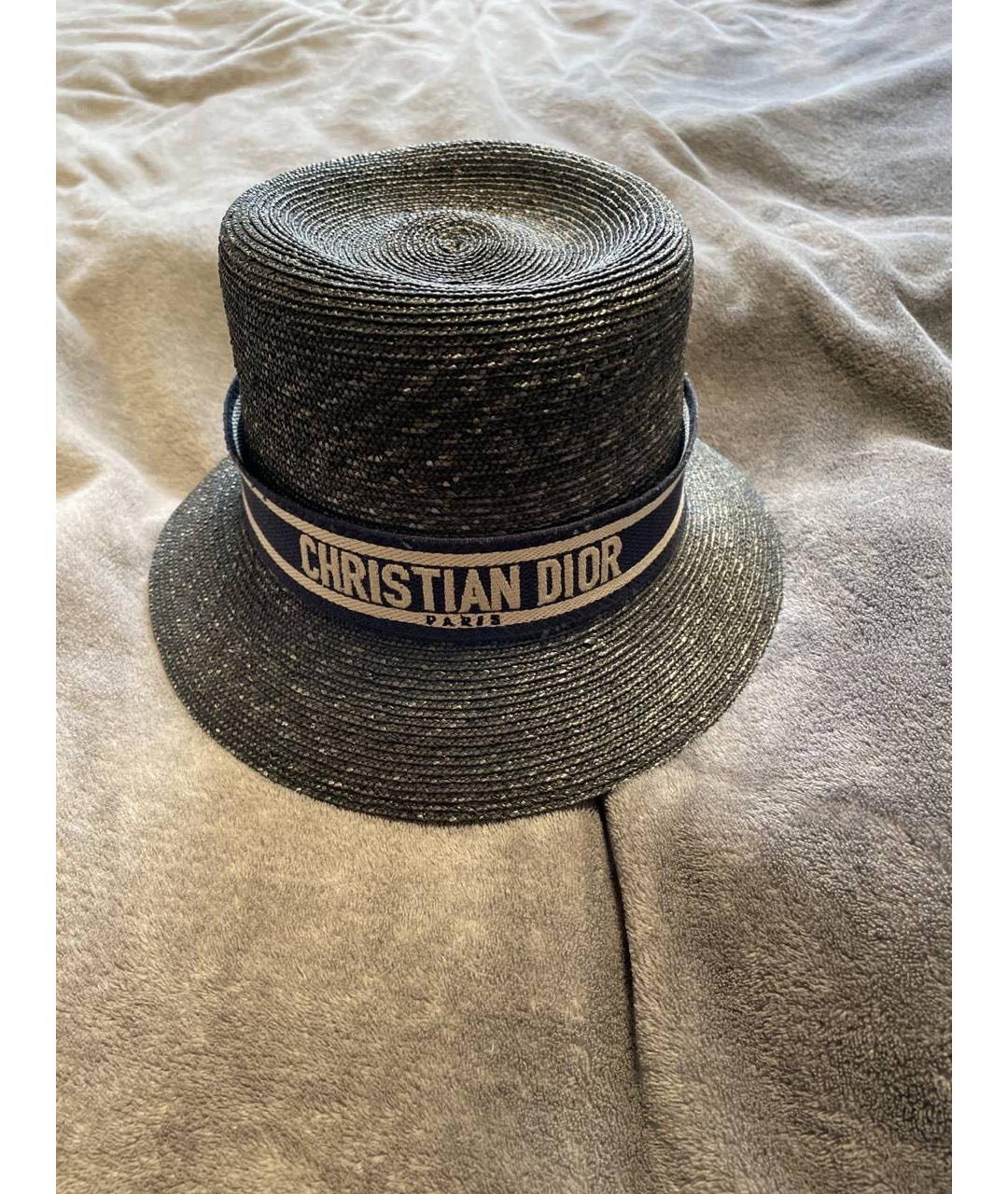 CHRISTIAN DIOR Темно-синяя соломенная шляпа, фото 4