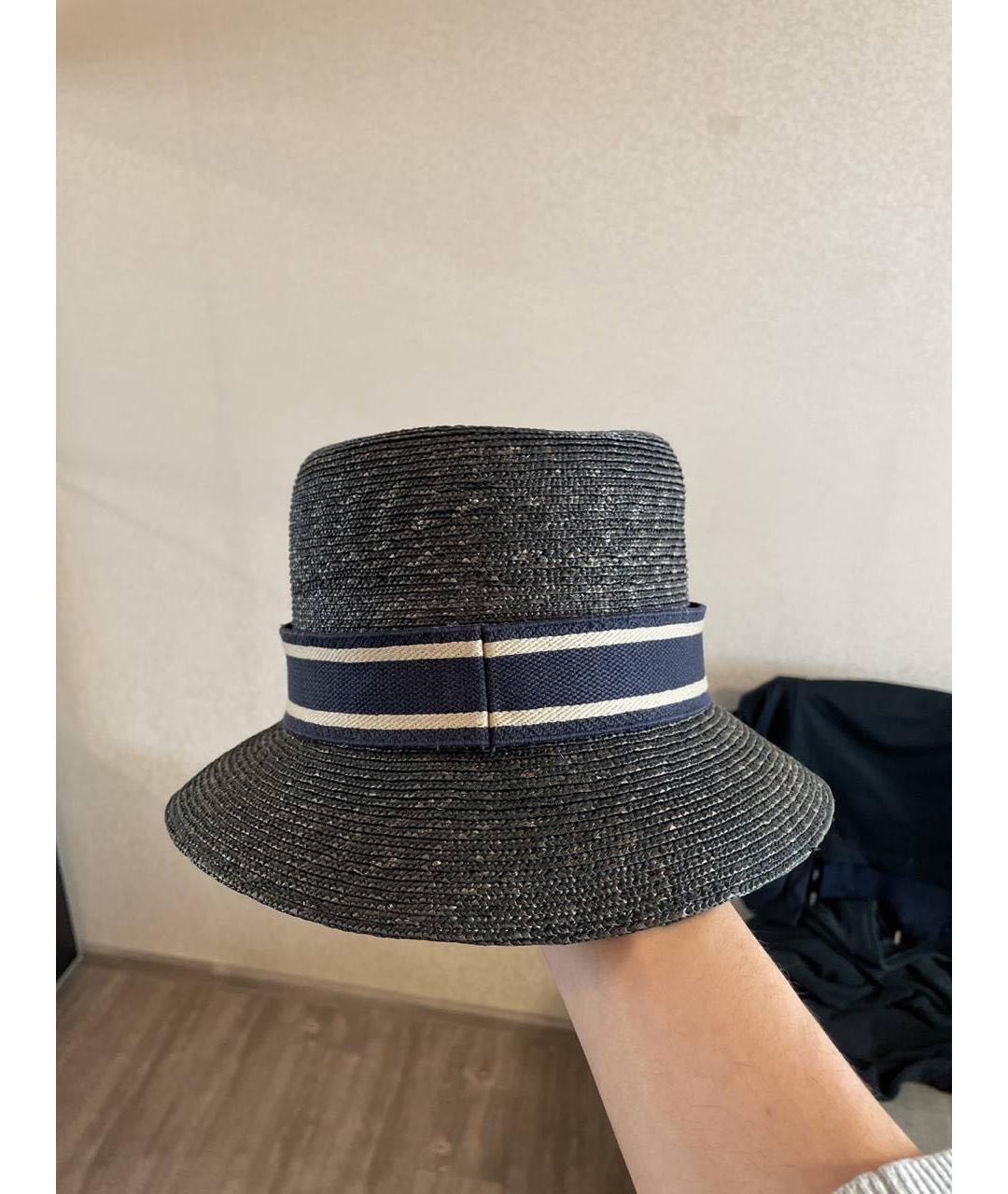 CHRISTIAN DIOR Темно-синяя соломенная шляпа, фото 3