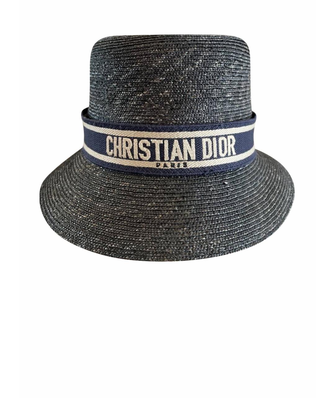CHRISTIAN DIOR Темно-синяя соломенная шляпа, фото 1