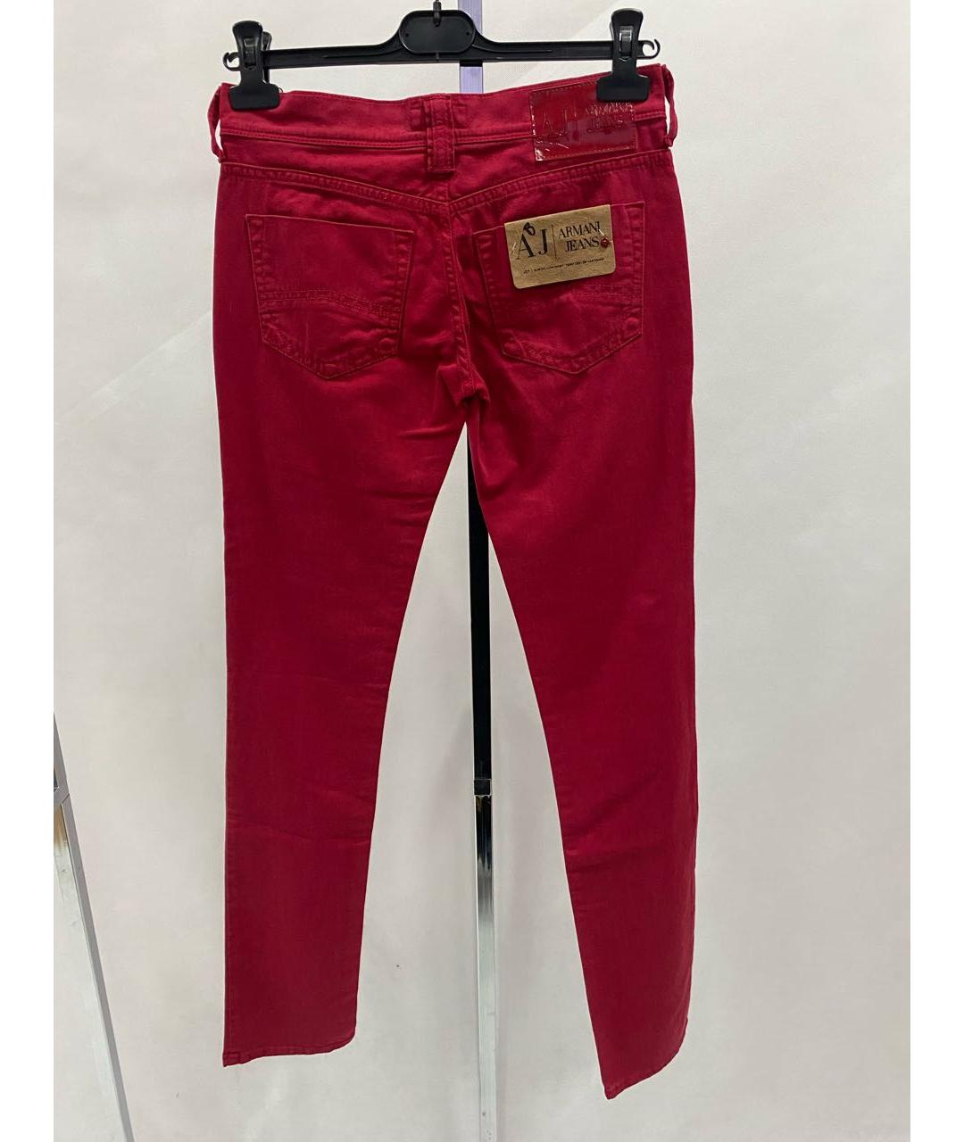 ARMANI JEANS Красные хлопко-эластановые джинсы слим, фото 2