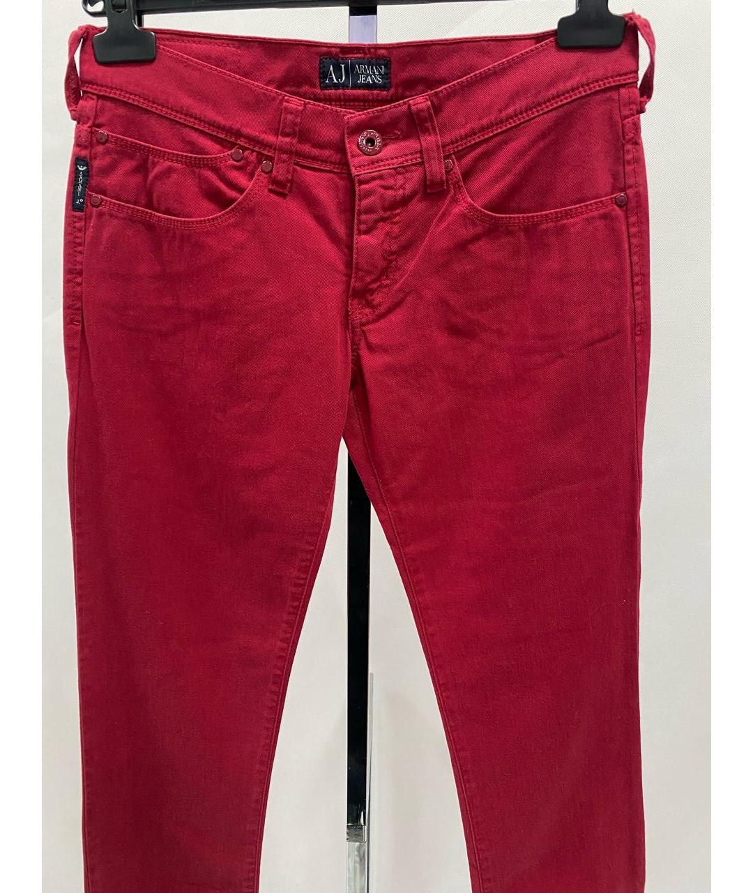 ARMANI JEANS Красные хлопко-эластановые джинсы слим, фото 3