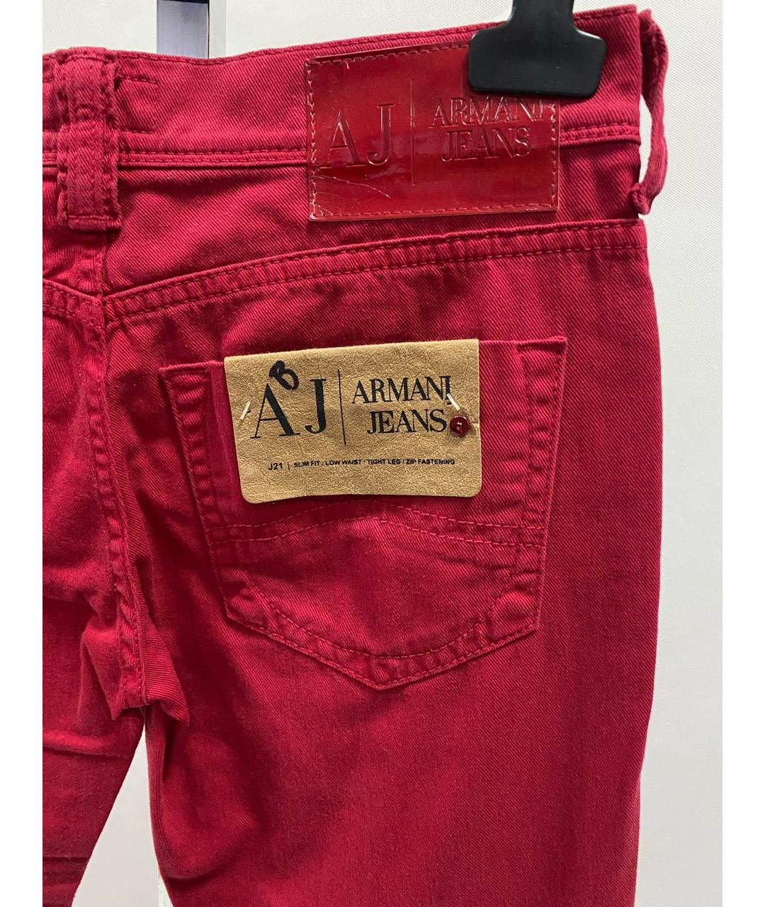 ARMANI JEANS Красные хлопко-эластановые джинсы слим, фото 6