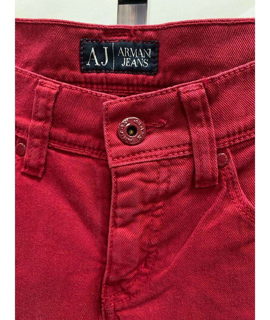 ARMANI JEANS Красные хлопко-эластановые джинсы слим, фото 5
