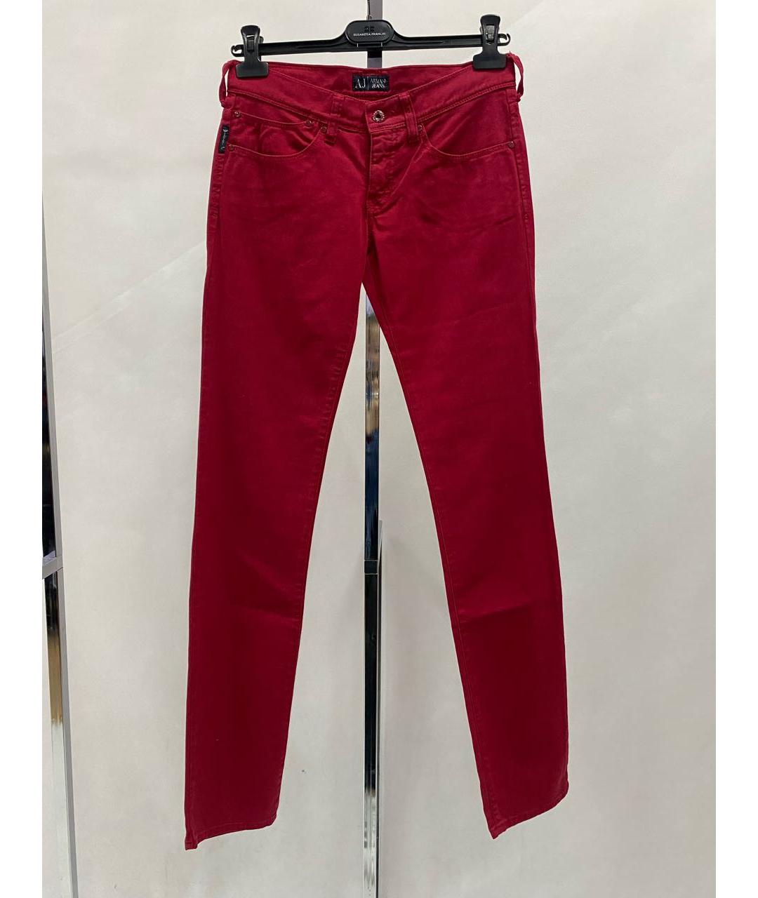 ARMANI JEANS Красные хлопко-эластановые джинсы слим, фото 8