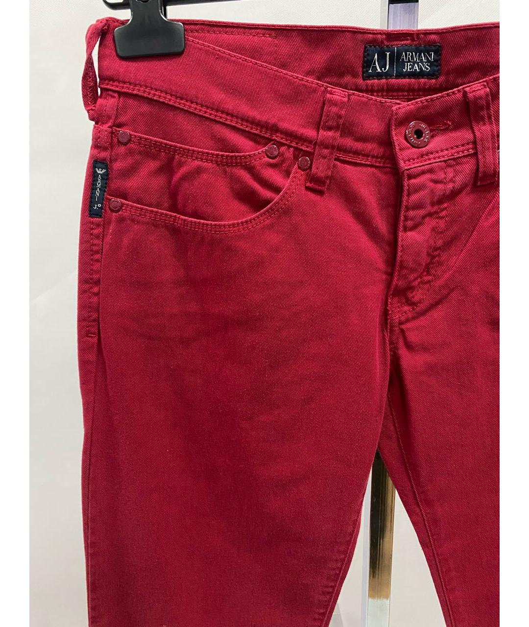 ARMANI JEANS Красные хлопко-эластановые джинсы слим, фото 4