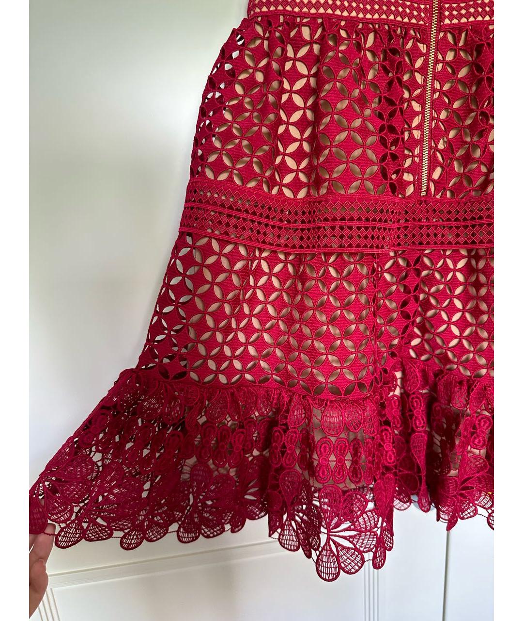 SELF-PORTRAIT Красное полиэстеровое коктейльное платье, фото 4