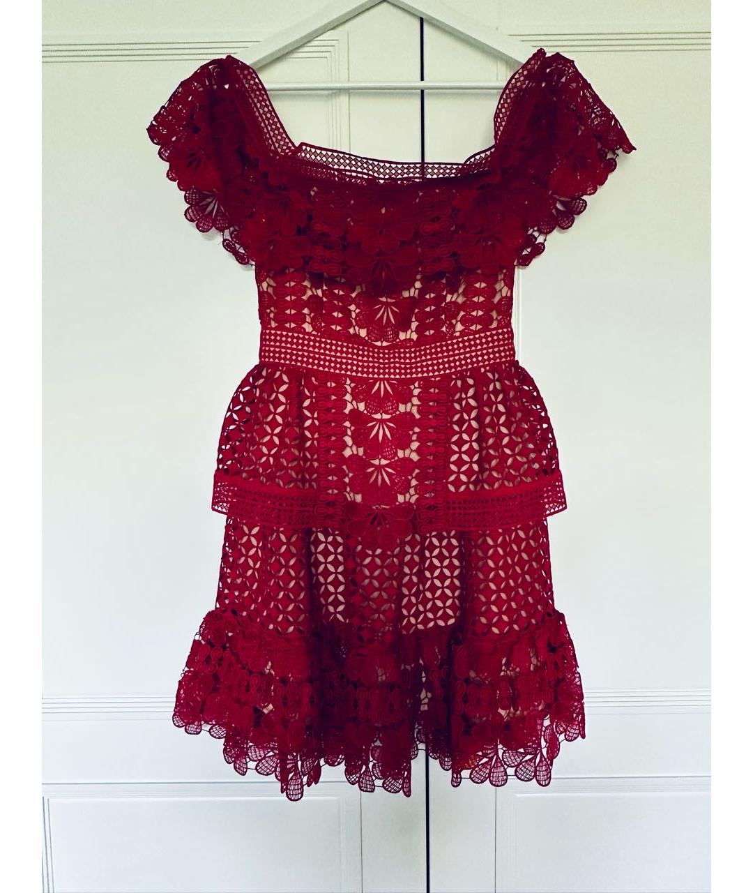 SELF-PORTRAIT Красное полиэстеровое коктейльное платье, фото 6