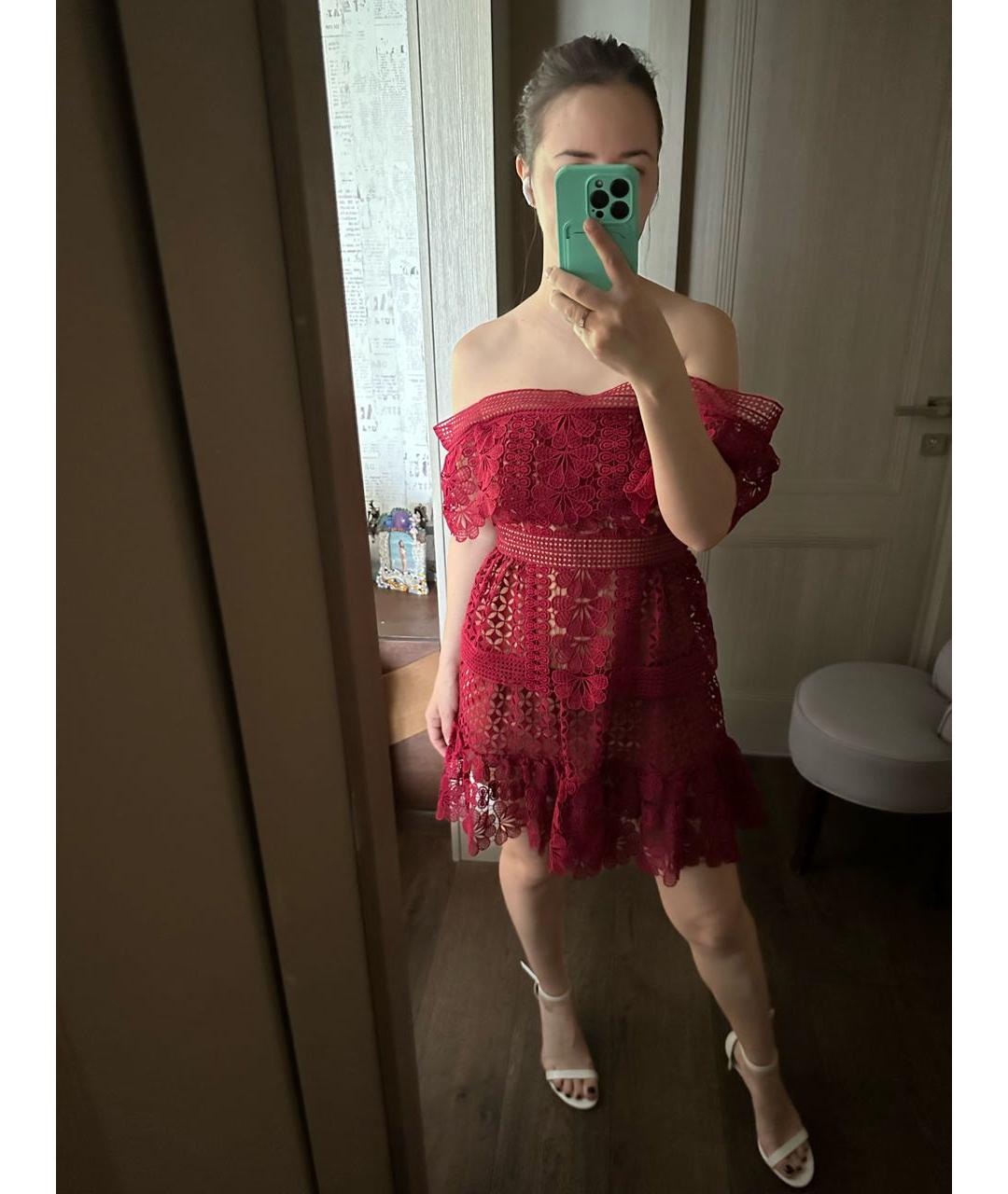 SELF-PORTRAIT Красное полиэстеровое коктейльное платье, фото 5