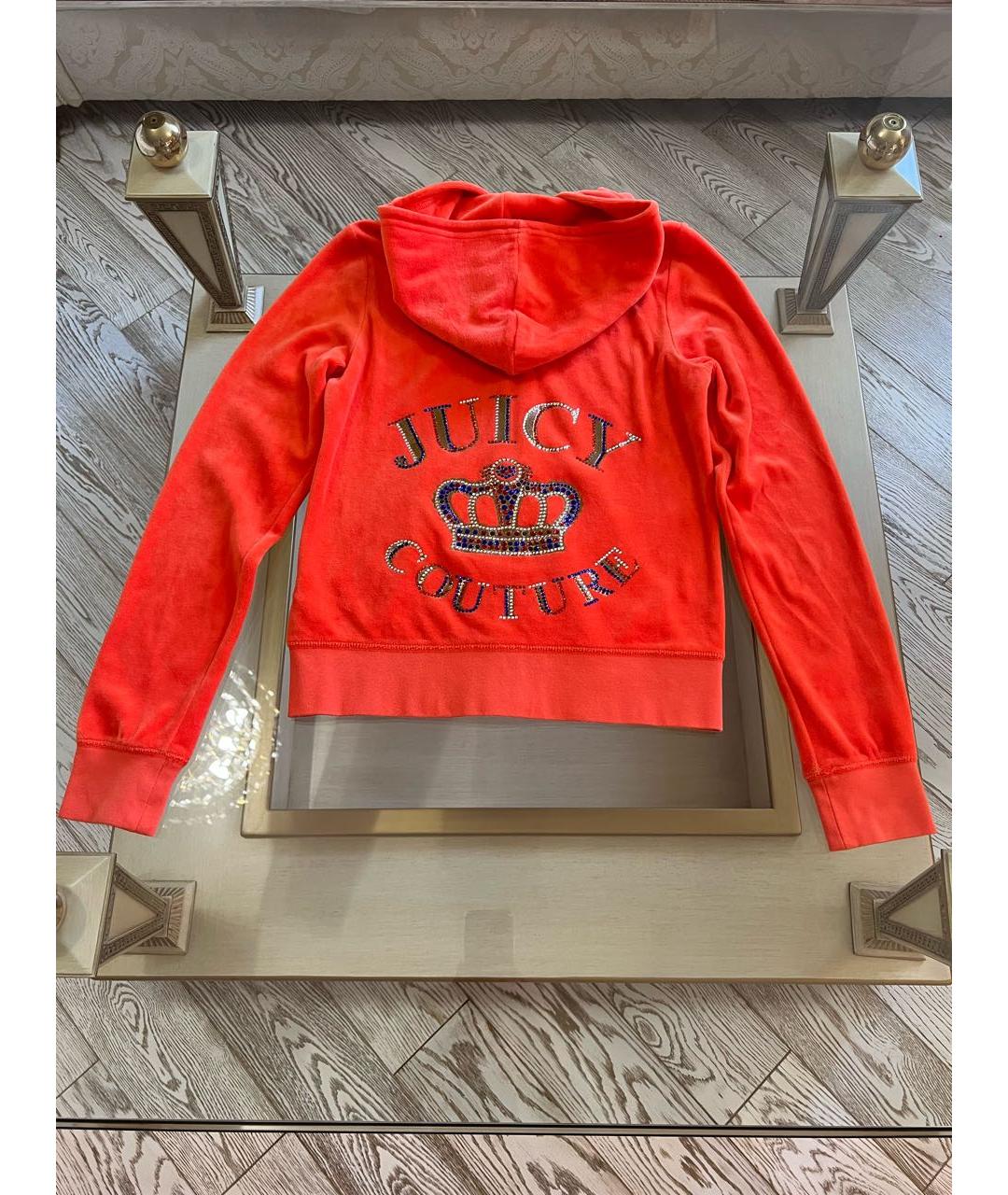 JUICY COUTURE Оранжевая велюровая спортивная куртка, фото 3