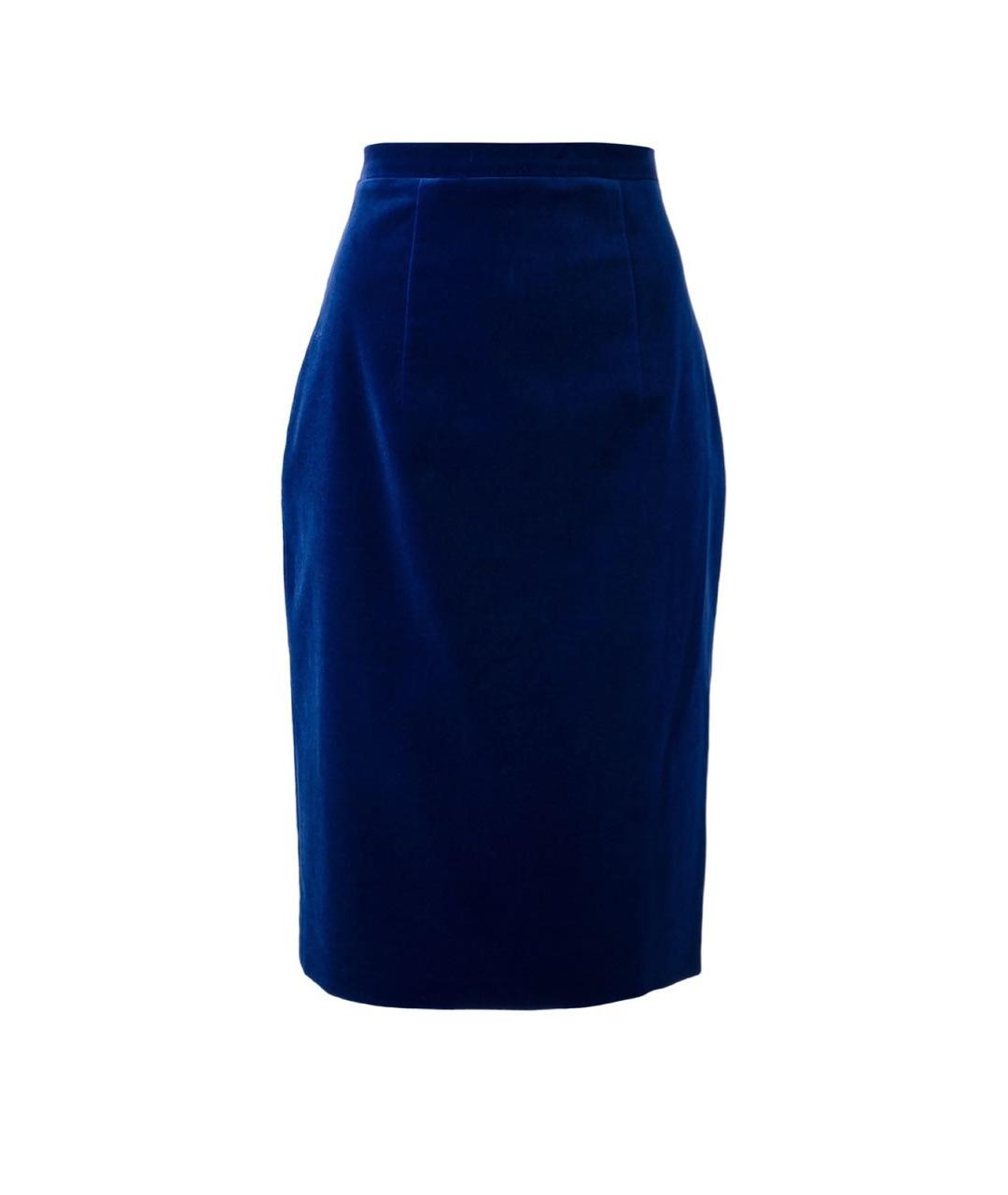 CHRISTOPHER KANE Синяя бархатная юбка миди, фото 1