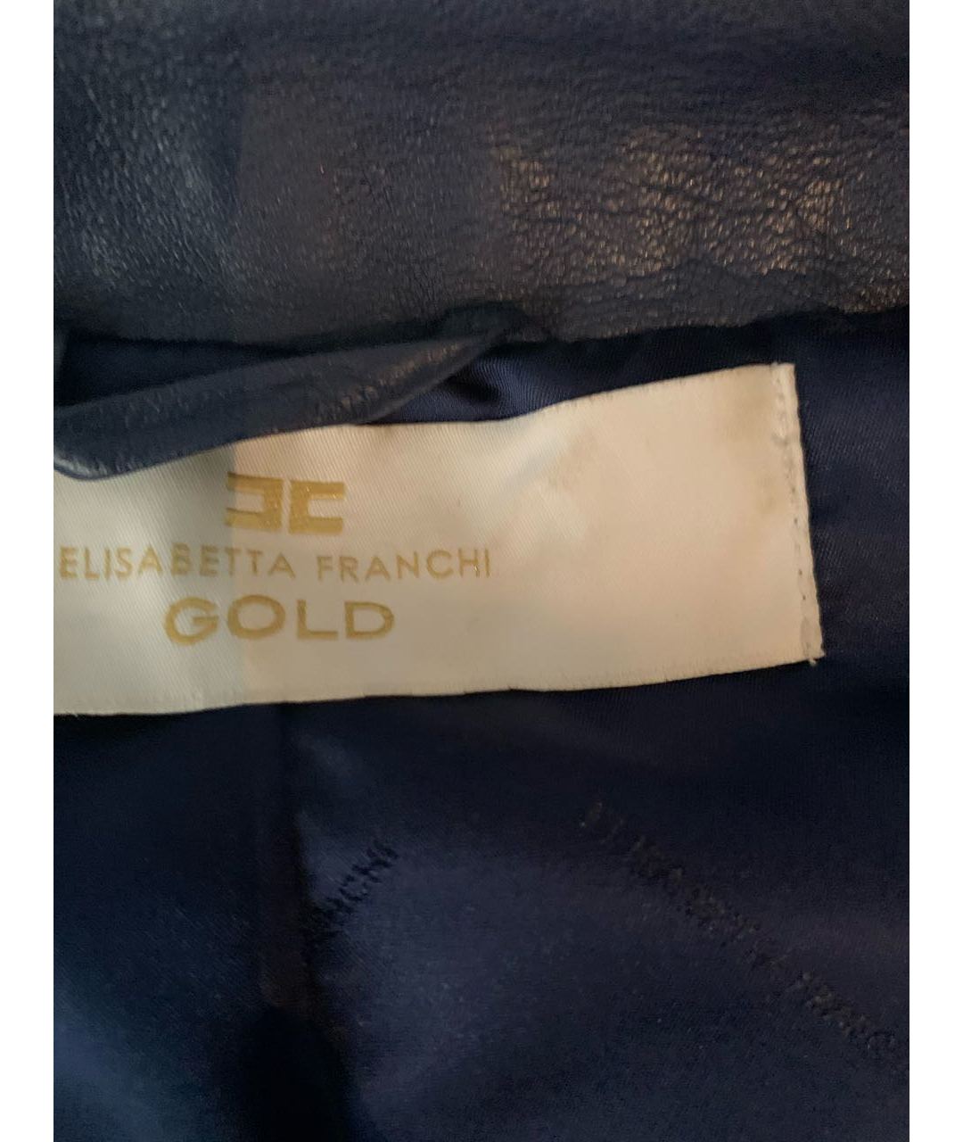 ELISABETTA FRANCHI Синяя кожаная куртка, фото 6